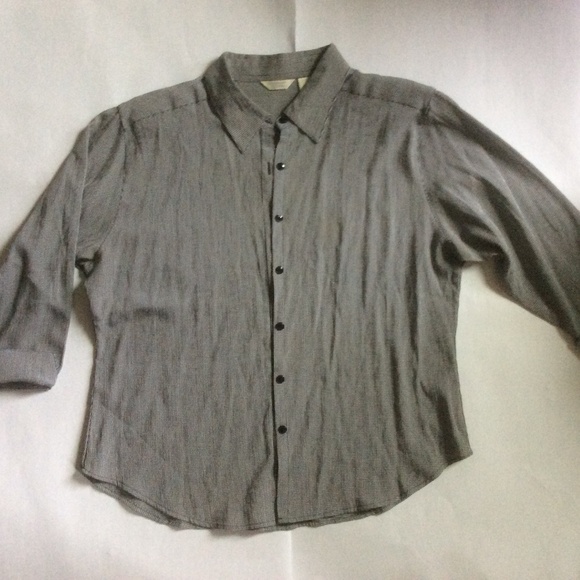 Christopher & Banks 3/4 sleeve button-up blouse; Size L; EUC; black and white - Picture 1 of 5